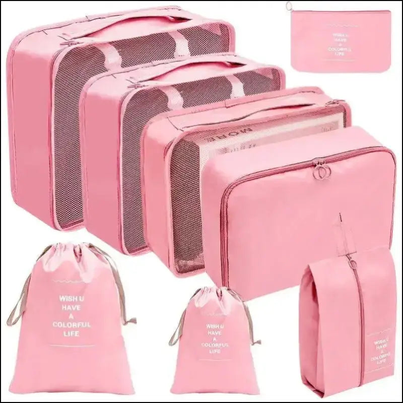 7/8/9/10 Pcs Travel Organizer Packing Cubes Set - Portable Luggage Storage Bags for Clothes Shoes & Accessories