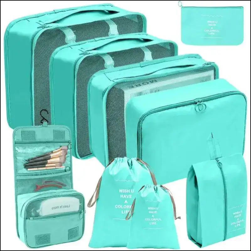 7/8/9/10 Pcs Travel Organizer Packing Cubes Set - Portable Luggage Storage Bags for Clothes Shoes & Accessories