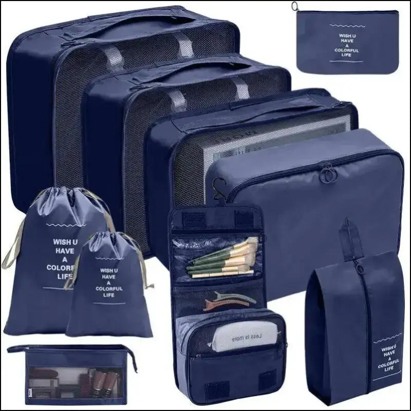 7/8/9/10 Pcs Travel Organizer Packing Cubes Set - Portable Luggage Storage Bags for Clothes Shoes & Accessories - 10pcs