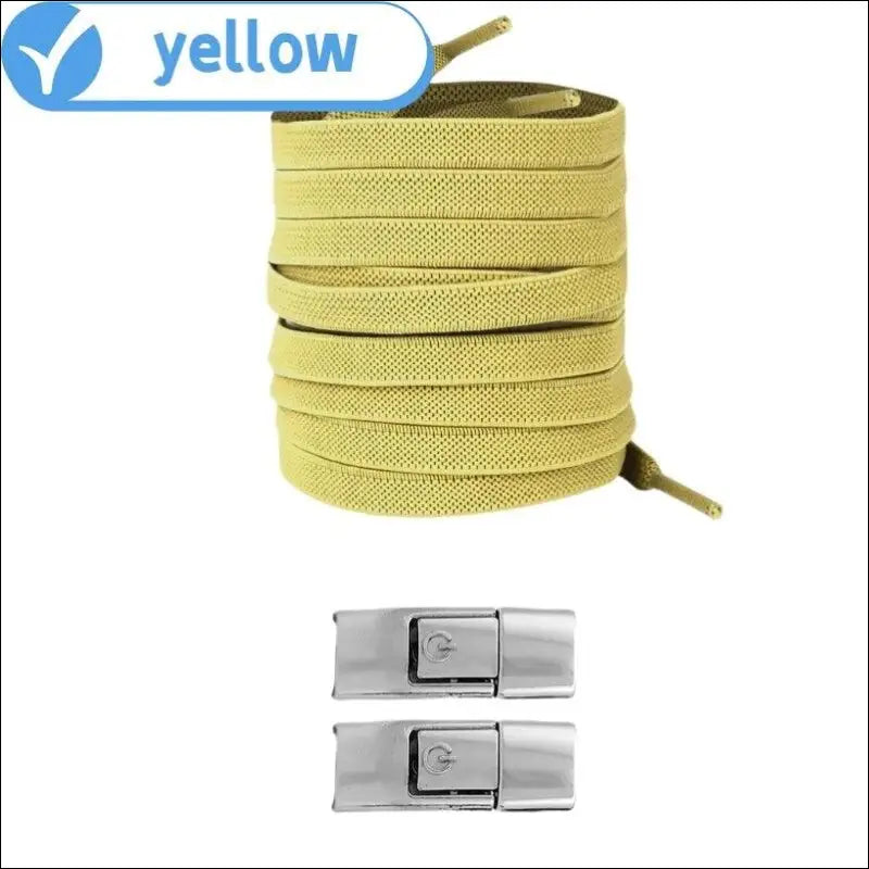 8MM No Tie Shoe Laces for Sneakers – Elastic Press Lock Flat Shoelaces Kids & Adults Widened Shoes (2023) - yellow