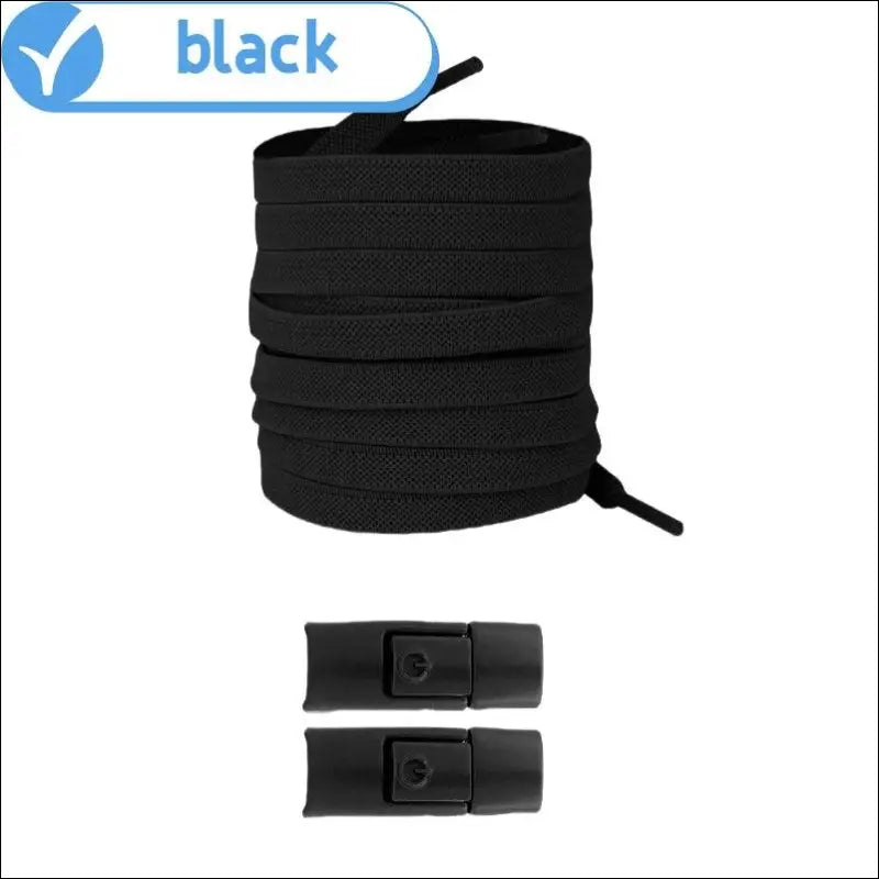 8MM No Tie Shoe Laces for Sneakers – Elastic Press Lock Flat Shoelaces Kids & Adults Widened Shoes (2023) - black