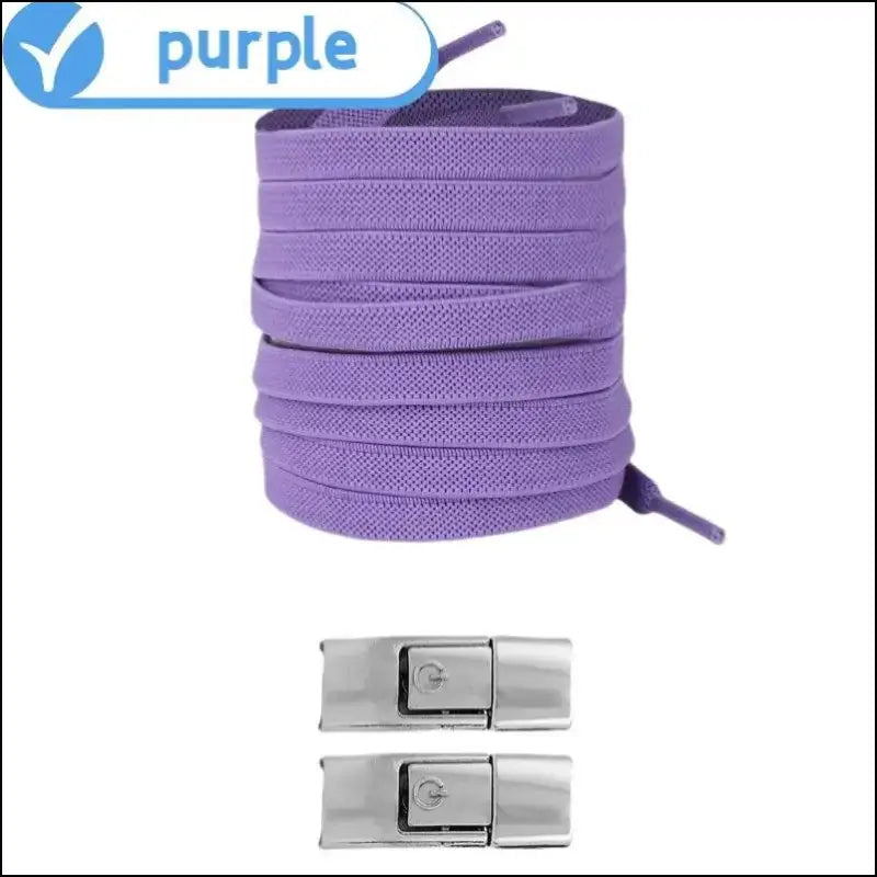 8MM No Tie Shoe Laces for Sneakers – Elastic Press Lock Flat Shoelaces Kids & Adults Widened Shoes (2023) - purple