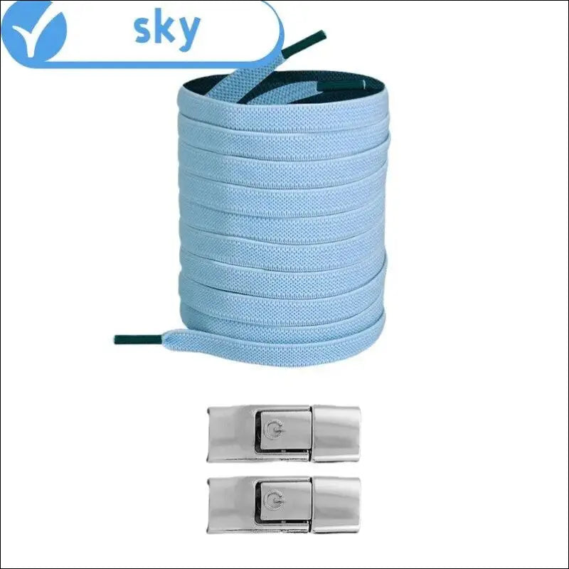 8MM No Tie Shoe Laces for Sneakers – Elastic Press Lock Flat Shoelaces Kids & Adults Widened Shoes (2023) - Sky blue