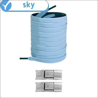 8MM No Tie Shoe Laces for Sneakers – Elastic Press Lock Flat Shoelaces Kids & Adults Widened Shoes (2023) - Sky blue