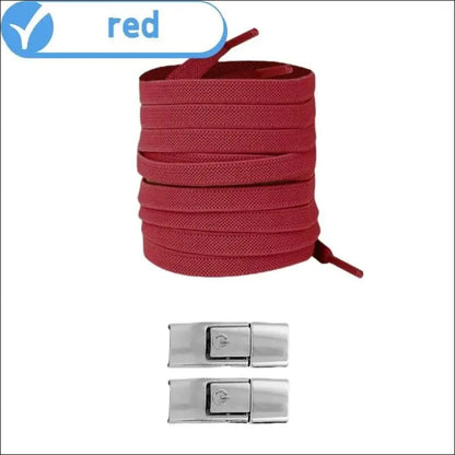 8MM No Tie Shoe Laces for Sneakers – Elastic Press Lock Flat Shoelaces Kids & Adults Widened Shoes (2023) - Red