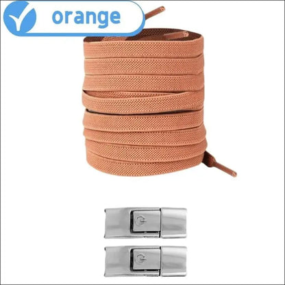 8MM No Tie Shoe Laces for Sneakers – Elastic Press Lock Flat Shoelaces Kids & Adults Widened Shoes (2023) - Orange