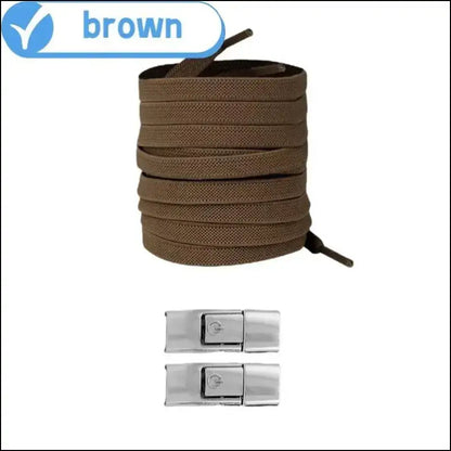 8MM No Tie Shoe Laces for Sneakers – Elastic Press Lock Flat Shoelaces Kids & Adults Widened Shoes (2023) - Brown