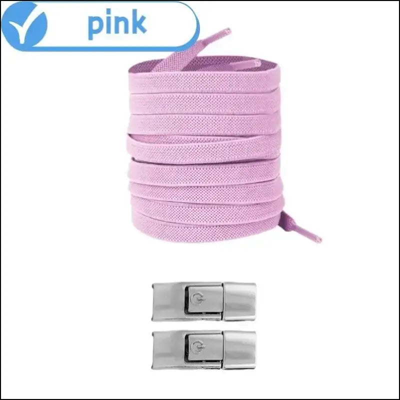 8MM No Tie Shoe Laces for Sneakers – Elastic Press Lock Flat Shoelaces Kids & Adults Widened Shoes (2023) - Pink