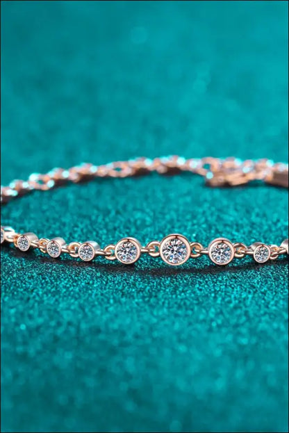 925 Sterling Silver Inlaid Moissanite Bracelet - Copper / One Size