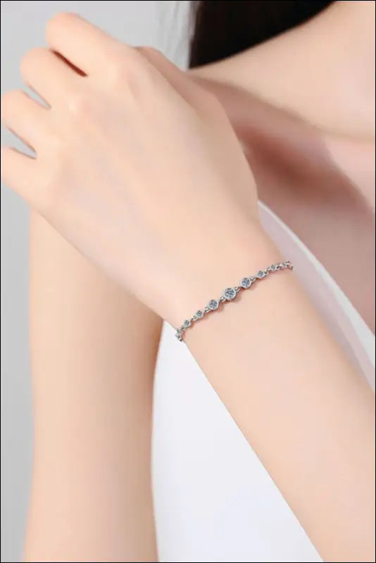 925 Sterling Silver Inlaid Moissanite Bracelet - One Size