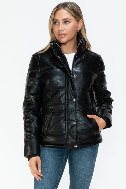 YMI Pocketed Zip Up Turtleneck Puffer Jacket