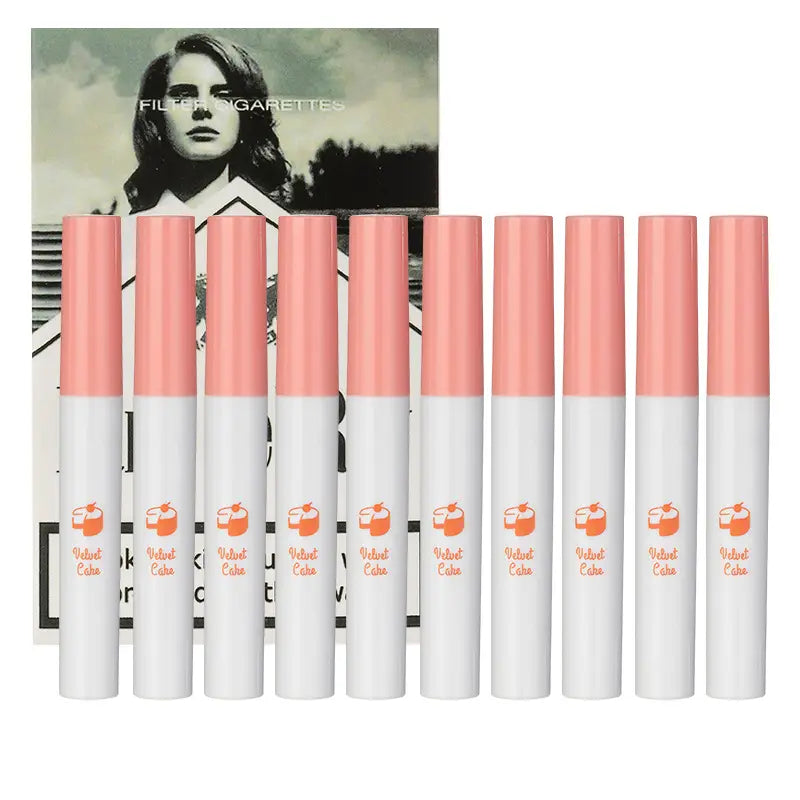 10 PCS Lana Del Rey Lipstick Matte Non Stick Cup Lip Gloss Smoke Pipe Set Velvet Liquid European Makeup