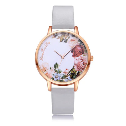 Flower Pattern Thin Strap Watch