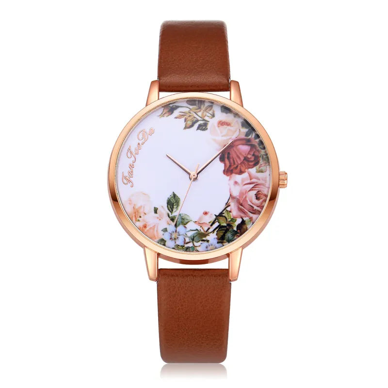 Flower Pattern Thin Strap Watch