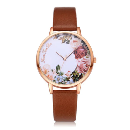 Flower Pattern Thin Strap Watch