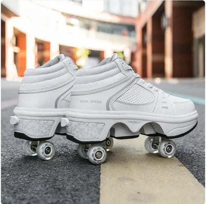 2-in-1 Convertible Roller Skates with Double Row Wheels