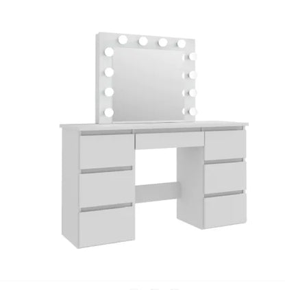 Large White Vanity Tables With Mirror And Light