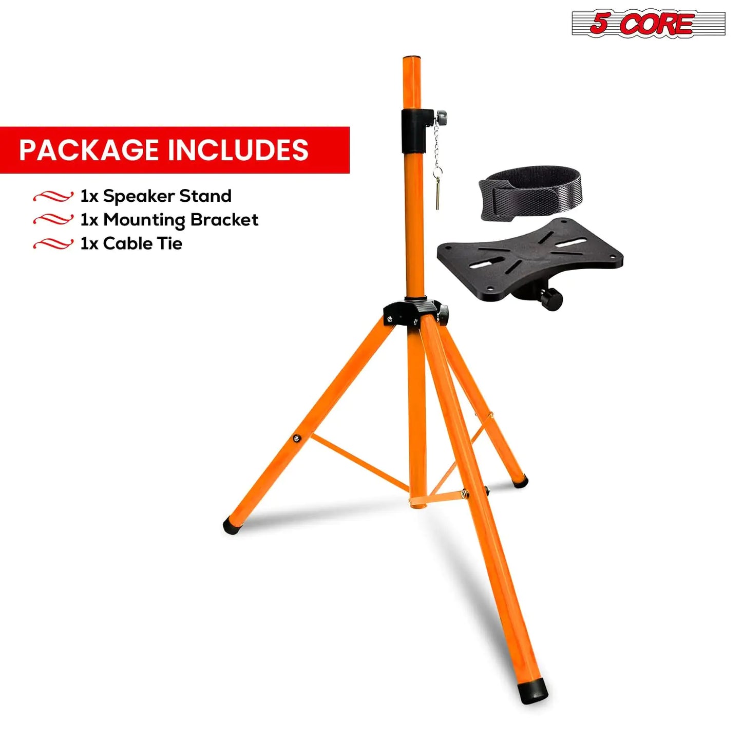 5Core Speaker Stand Tripod Tall Adjustable 72 Inch DJ Studio Monitor Stands Pole Mount ORANGE