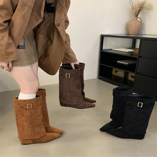 Chunky Heel Short Winter Boots