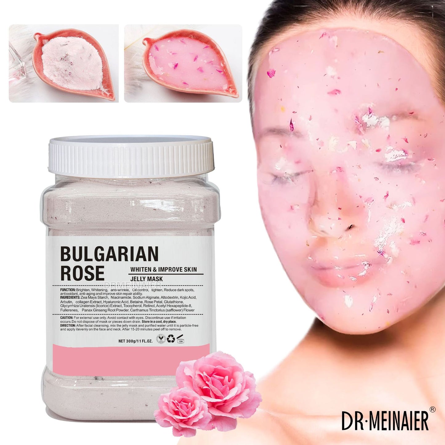 650g Arbutin Rose Jelly Mask Powder DIY Hydrojelly Masks Peel Off Vitamin C Hyaluronic Acid Facial Skin Care 24K Gold Mud Mask