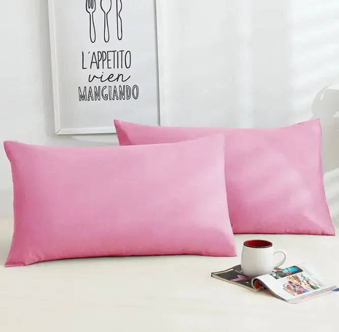 A Pair Of Pure Color Cotton Pillowcases