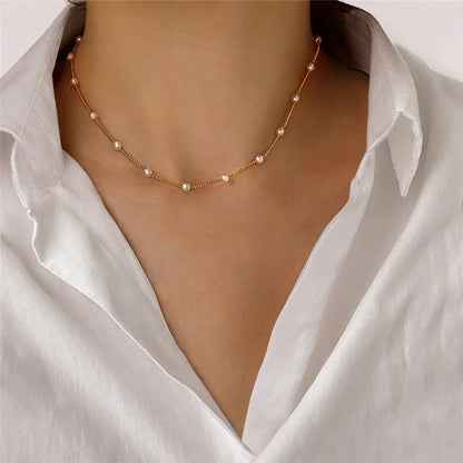 Imitation Pearl Trendy Love Heart  Choker Necklace Female Personality Party Fashion Clavicle Collier Colar Perlas Collar Gift