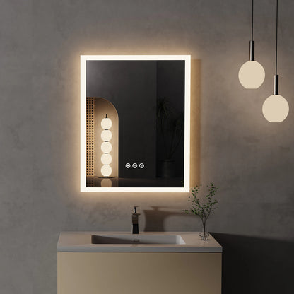 16x20 inch LED Lighted Bathroom Mirror Modern Oval LED Frameless Mirror with Illuminated HD Glass for Bathroom & Makeup