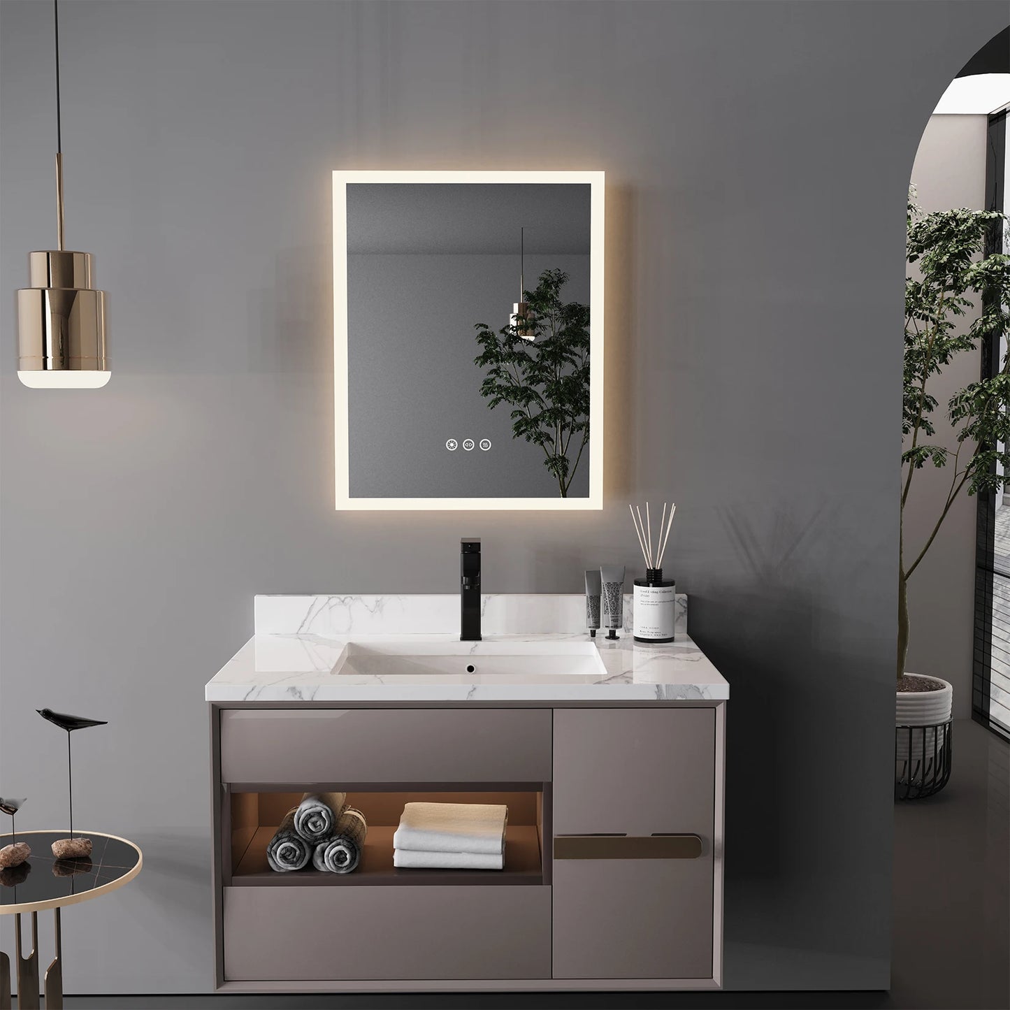 16x20 inch LED Lighted Bathroom Mirror Modern Oval LED Frameless Mirror with Illuminated HD Glass for Bathroom & Makeup