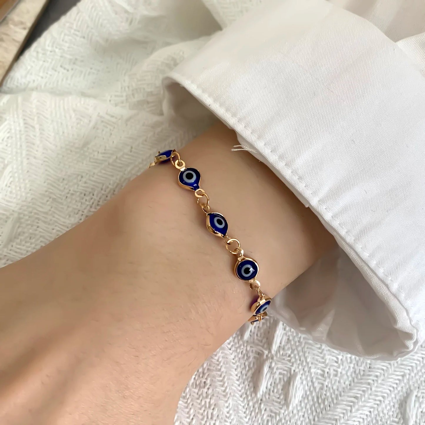 Lucky Turkey Evil Eye Bracelet For Women Men Colorful Red Blue Eye Adjustable Metal Chain Bangles Good Luck Wealth Jewelry Gifts