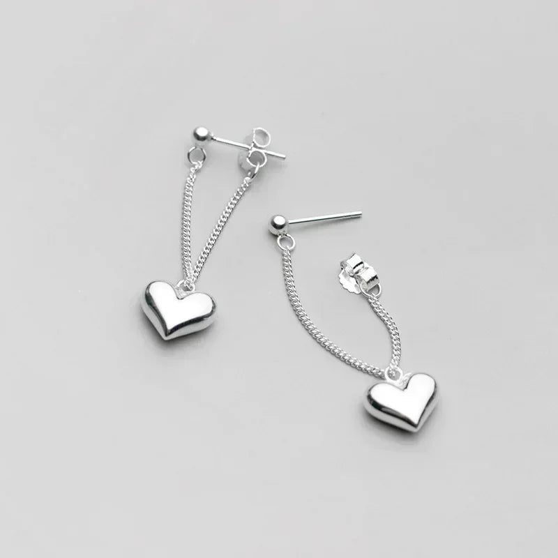 925 Sterling Silver Heart Chain Earrings for Women – Hypoallergenic Jewelry Gift