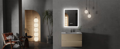 16x20 inch LED Lighted Bathroom Mirror Modern Oval LED Frameless Mirror with Illuminated HD Glass for Bathroom & Makeup