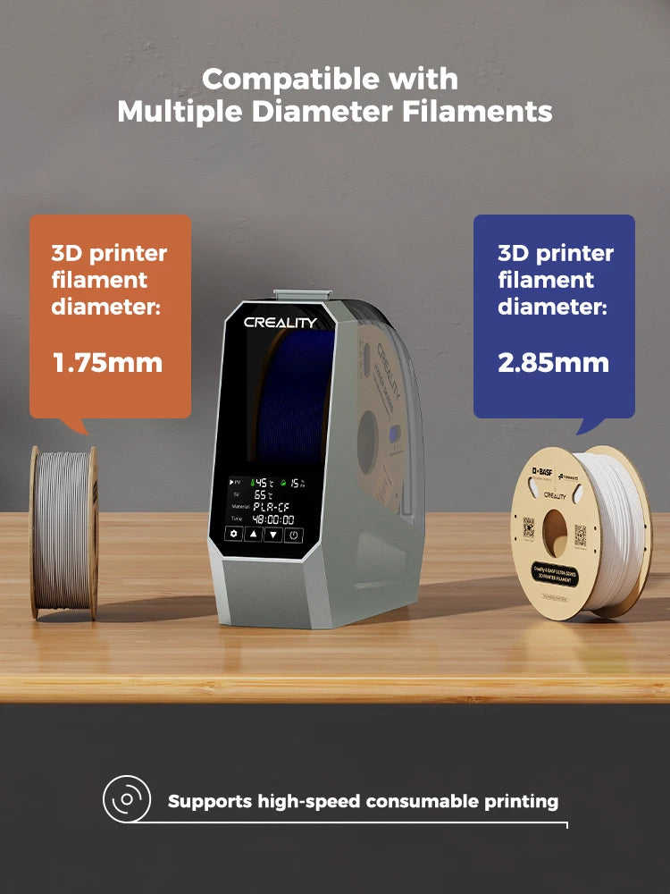 Creality Filament Dryer Box Space PI 1KG Spools,One-Key for 12 3D Printer Filament Dehydrator with 48h Timer,45℃-70℃,360° PTC