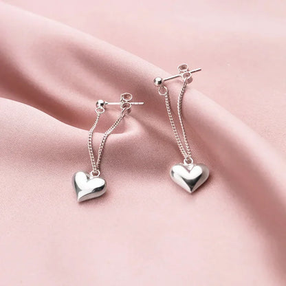 925 Sterling Silver Heart Chain Earrings for Women – Hypoallergenic Jewelry Gift