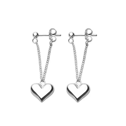 925 Sterling Silver Heart Chain Earrings for Women – Hypoallergenic Jewelry Gift