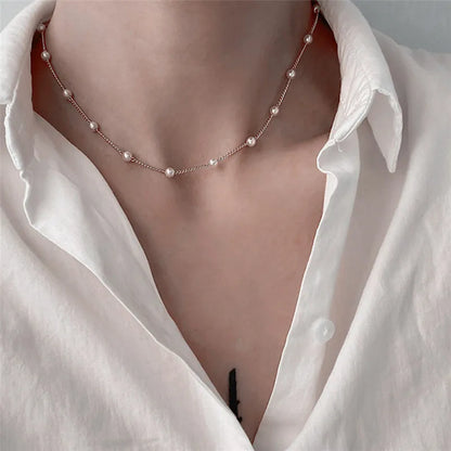 Imitation Pearl Trendy Love Heart  Choker Necklace Female Personality Party Fashion Clavicle Collier Colar Perlas Collar Gift