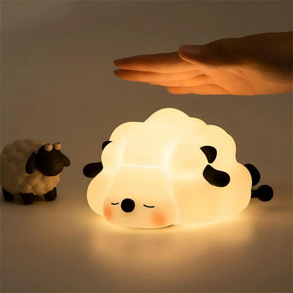 LED Night Lights Cute Sheep Panda Rabbit Silicone Lamp