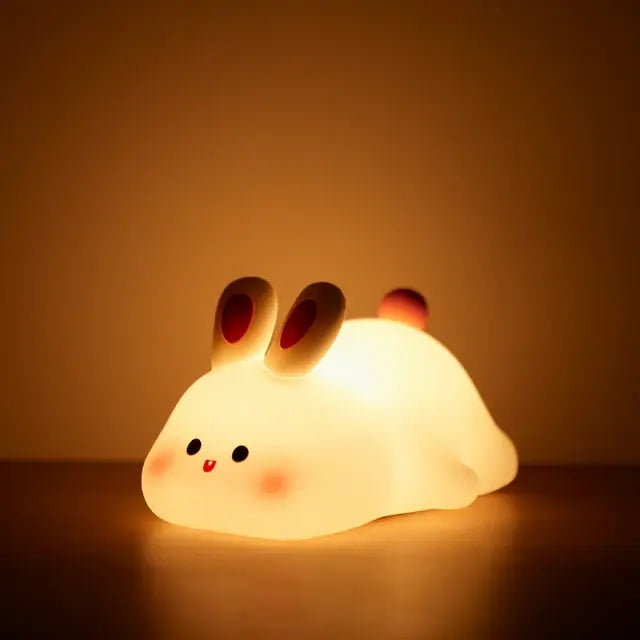 LED Night Lights Cute Sheep Panda Rabbit Silicone Lamp