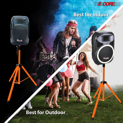 5Core Speaker Stand Tripod Tall Adjustable 72 Inch DJ Studio Monitor Stands Pole Mount ORANGE