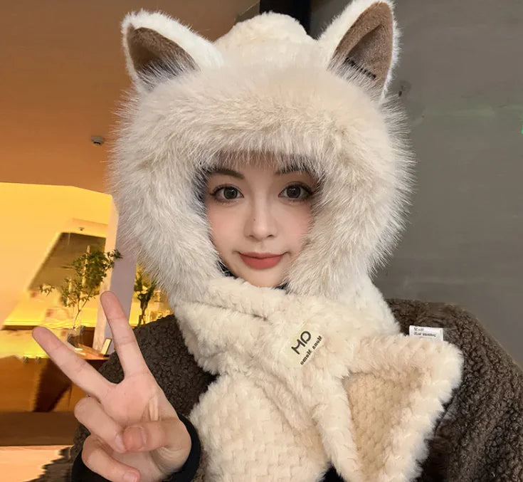 Autumn And Winter Cute Furry Fox Ear Hat