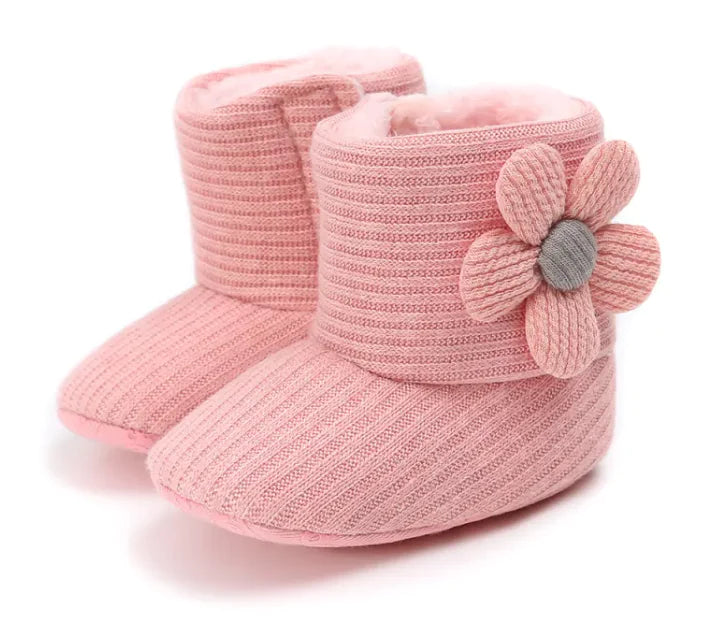 Cozy Sunflower Cotton Baby Boots