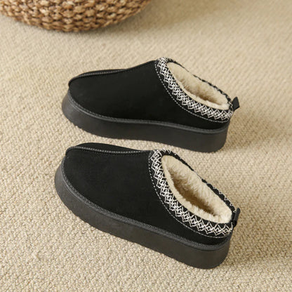 Women's Plush Fleece Half Slippers with Thick Bottom