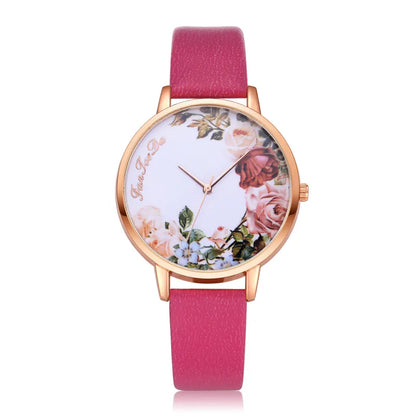 Flower Pattern Thin Strap Watch