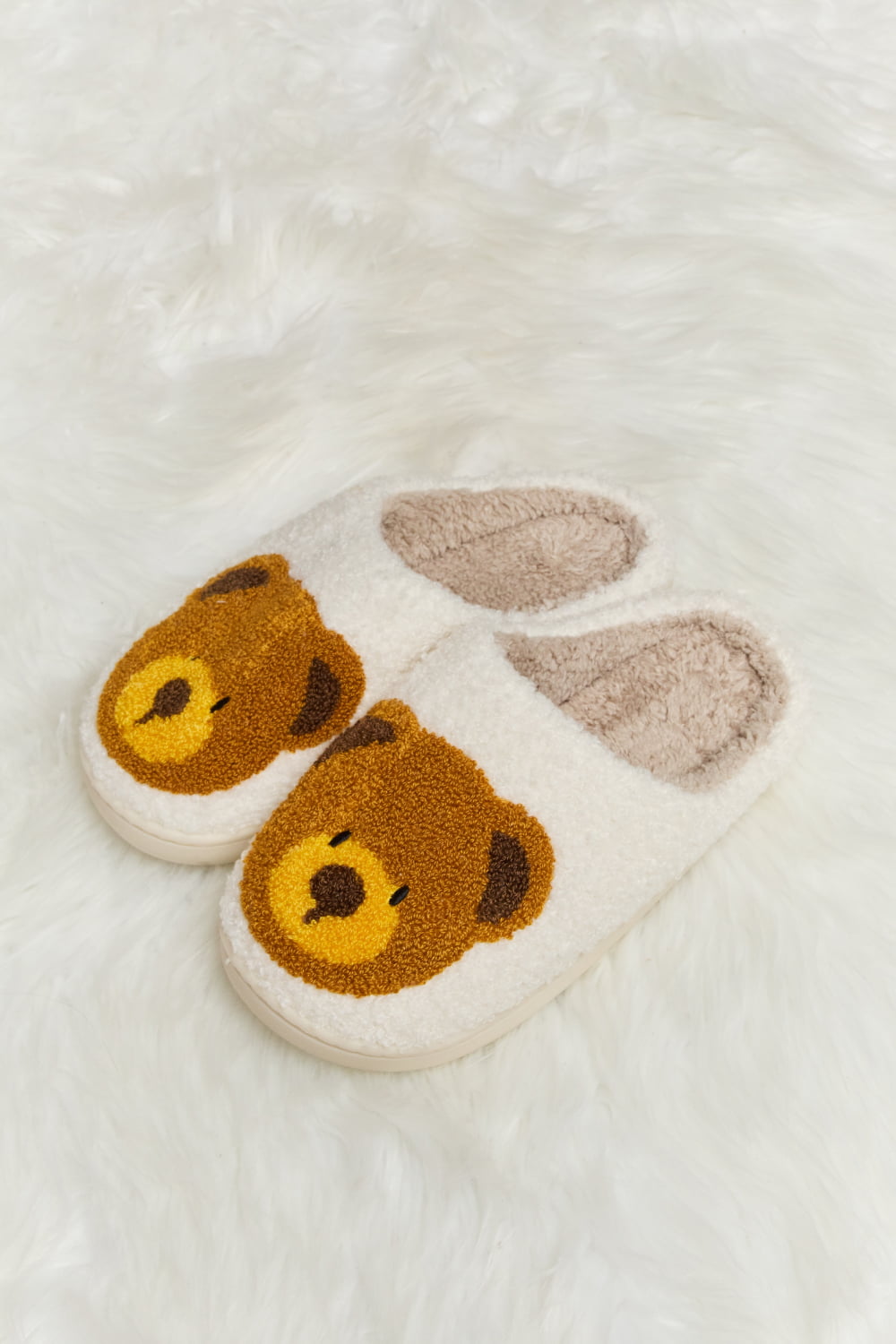 Melody Teddy Bear Print Plush Slide Slippers