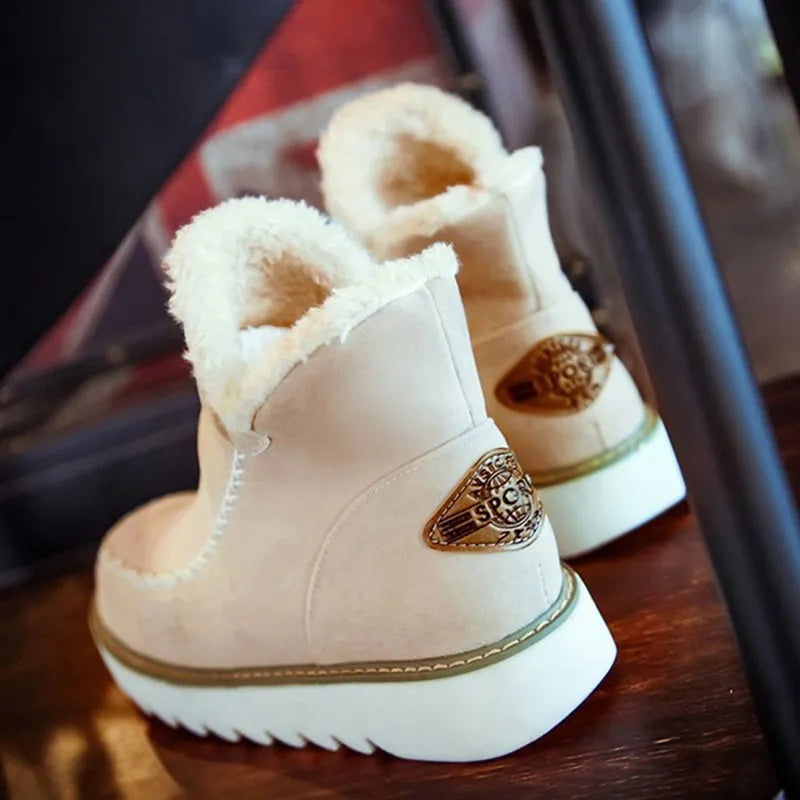 Plus Size Low-Top Suede Flat Heel Snow Boots