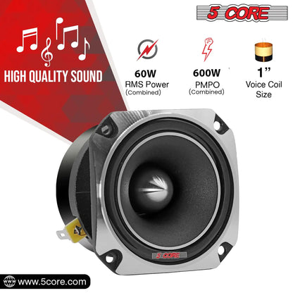 5Core Tweeters Speakers Car Audio Pair 600W Peak 3.5 Inch Super Tweeter Bullet