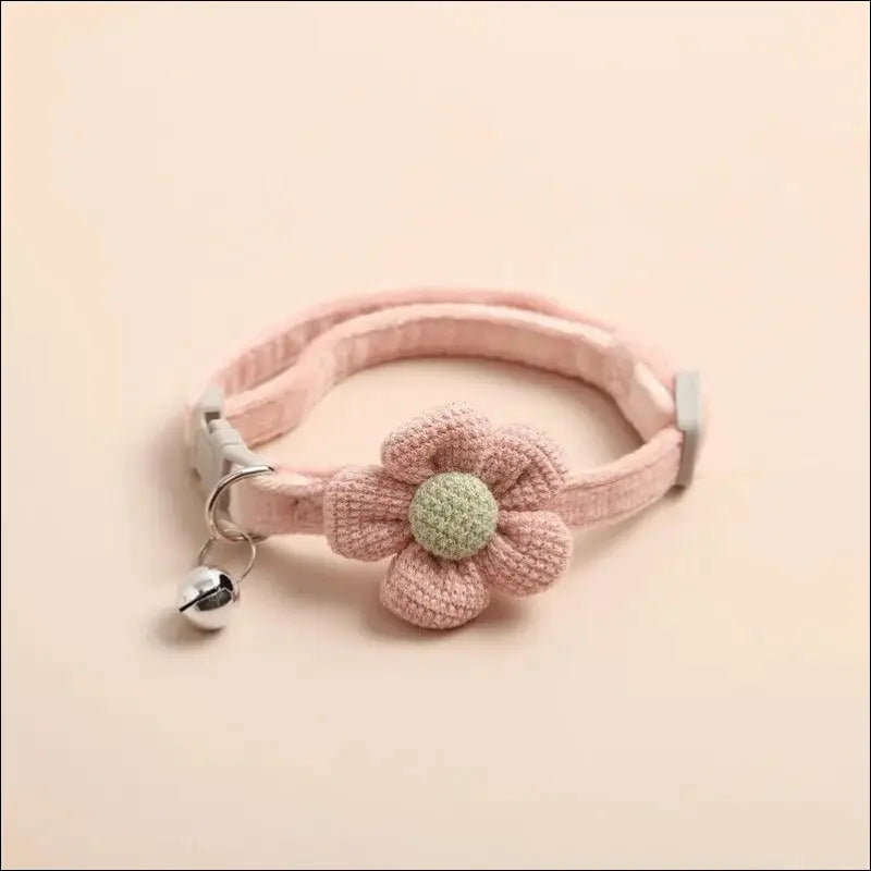 Adjustable Cat Collar with Cute Flower and Bell – Soft Pet for Cats Kittens & Small Dogs Accessories - Pink