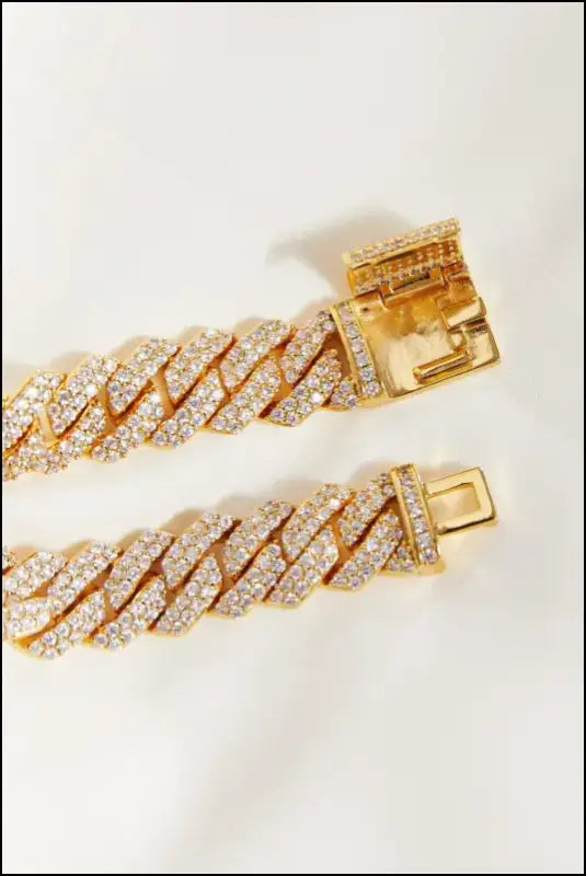 Alloy Inlaid Zircon Bracelet - Gold / 7