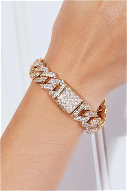 Alloy Inlaid Zircon Bracelet - Gold / 7