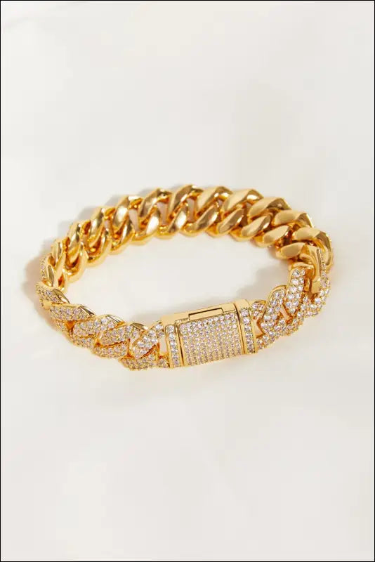 Alloy Inlaid Zircon Bracelet - Gold / 7