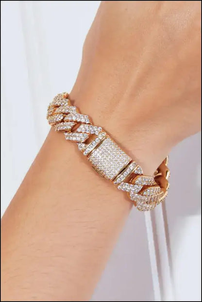 Alloy Inlaid Zircon Bracelet - Gold / 7